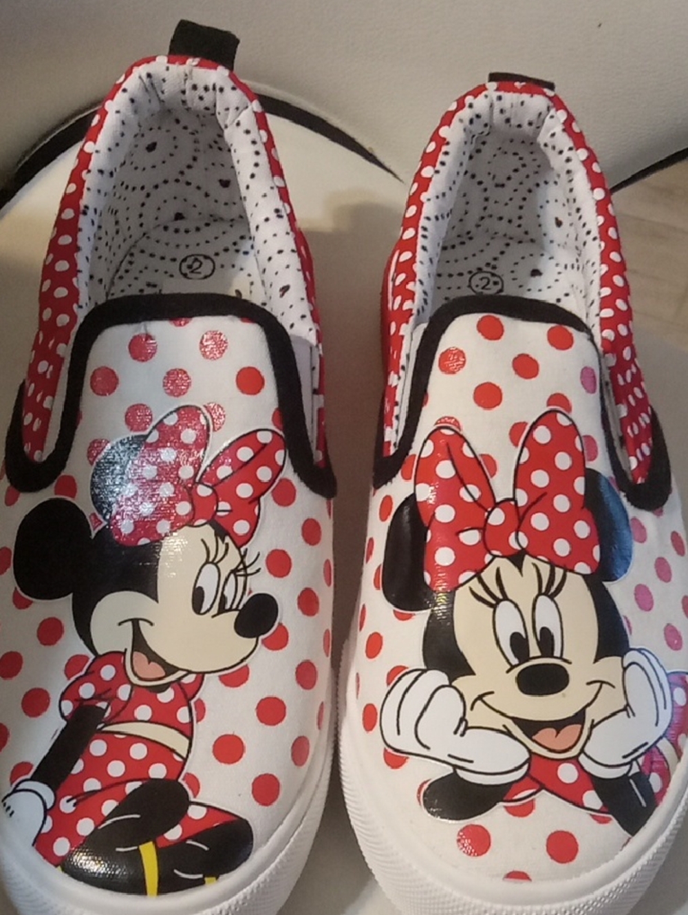 Disney Minnie Mouse Red and White Polka Dot Slip-On Sneakers